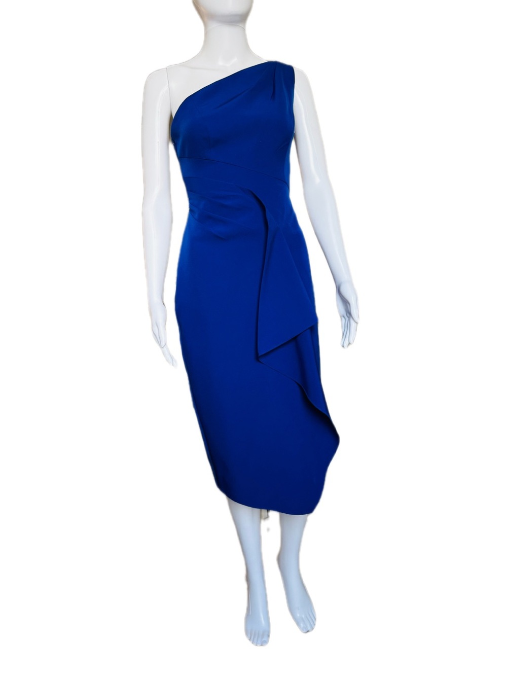 Vince Camuto One-Shoulder Cobalt Blue Midi Dress